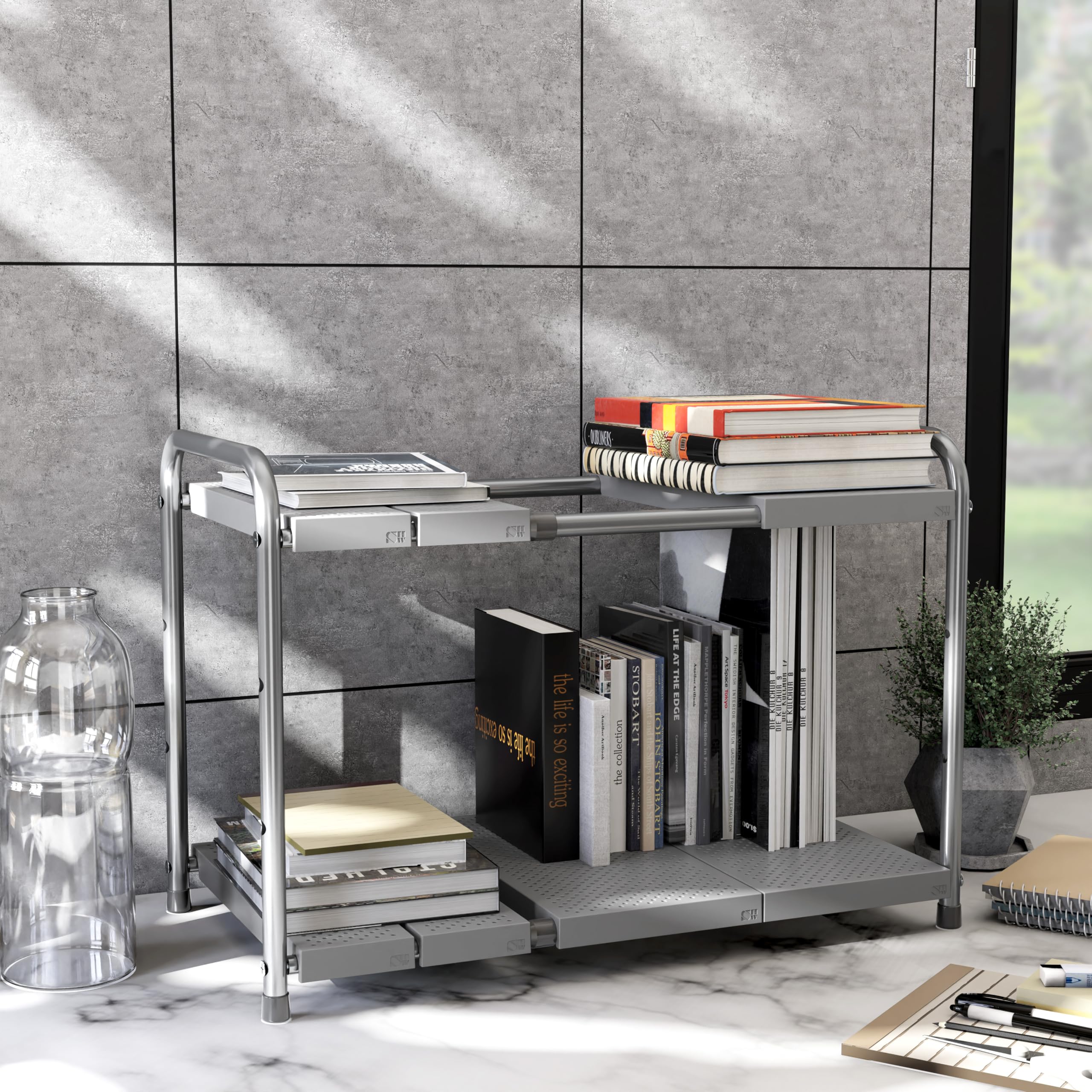 Simple Houseware dimensions for under-sink fit: 11.75 D x 15.75–25 W x 15.25 H.