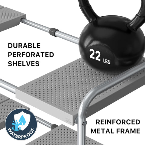 Simple Houseware anti-slip base keeps the rack steady on various surfaces.