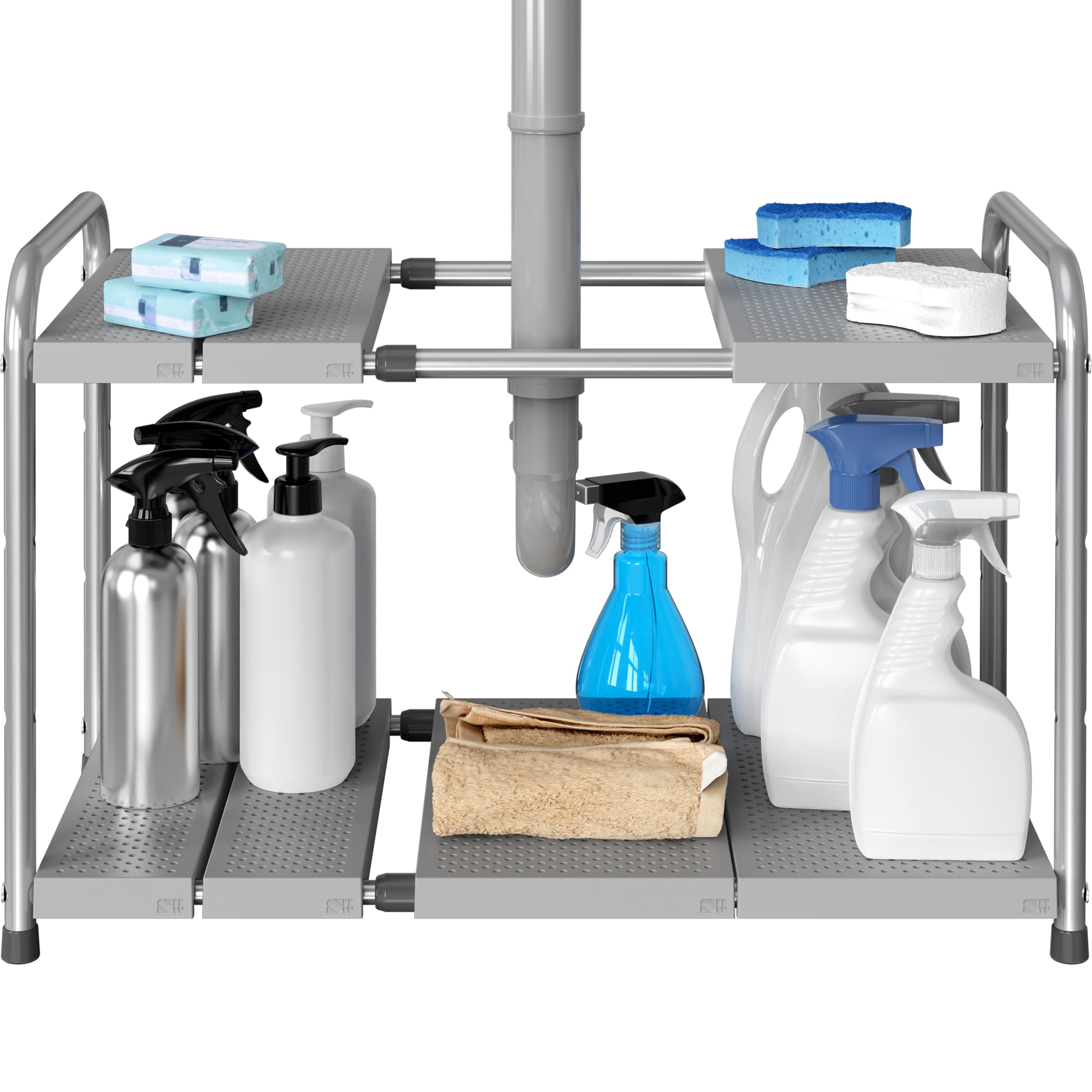 Simple Houseware under-sink rack with extended width for flexible cabinet organization.