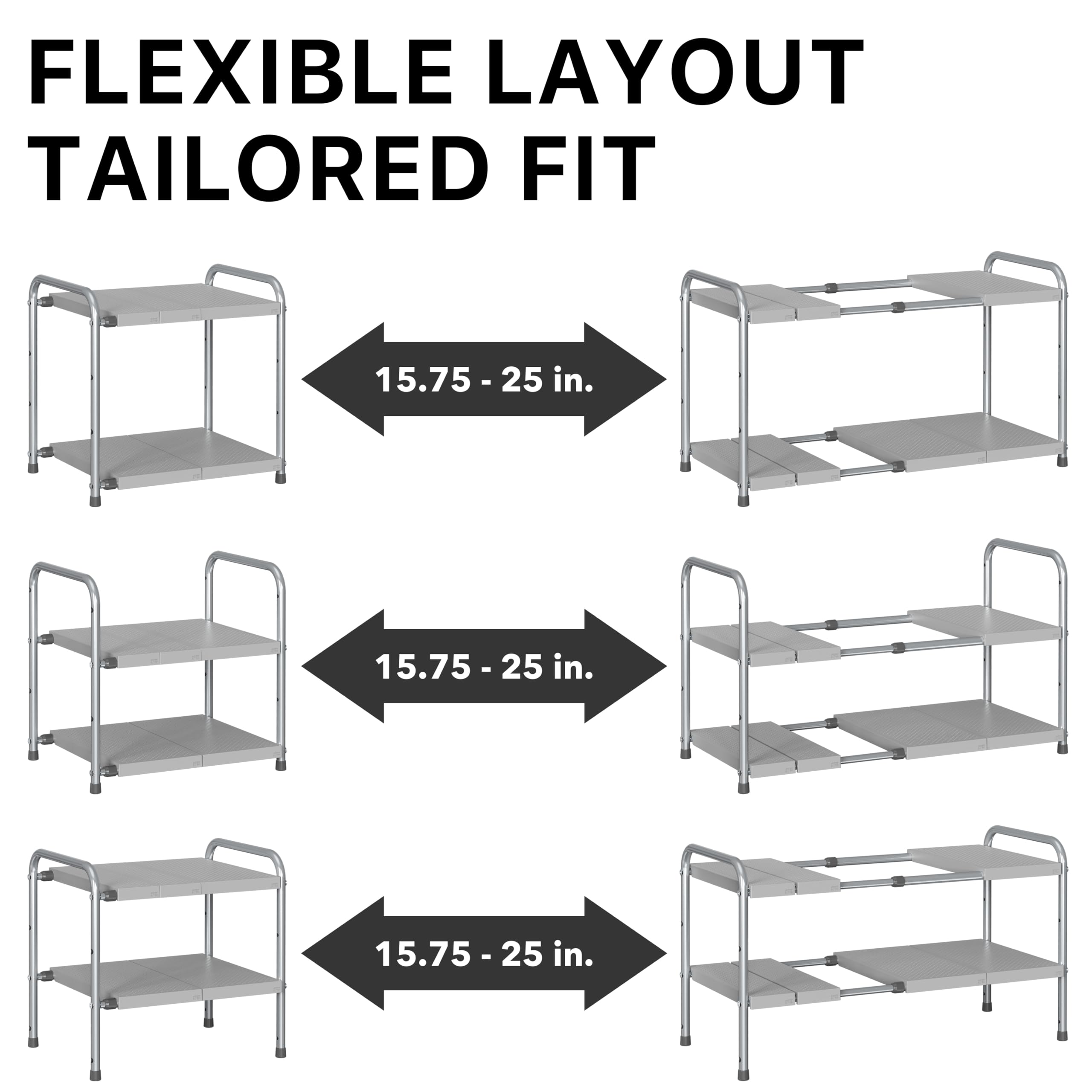 Simple Houseware reinforced metal frame delivers stable under-sink storage.