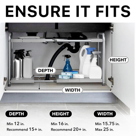 Simple Houseware under-sink rack with removable panels for customized storage.