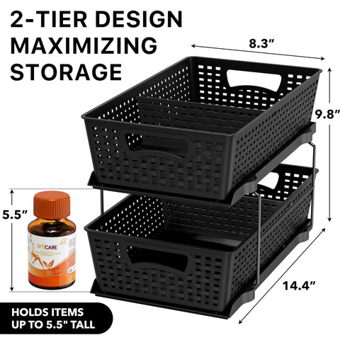 Simple Houseware under-sink storage baskets are removable for easy refills and quick rearrangement.
