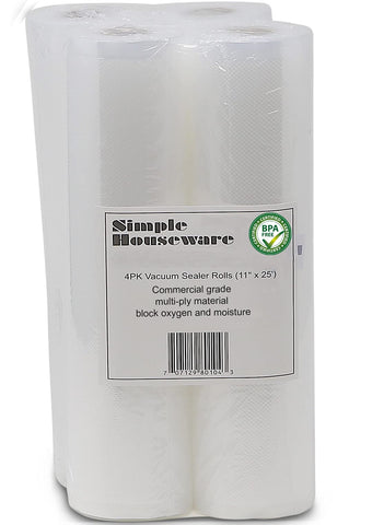 Simple Houseware vacuum sealer bags 11x25 roll packaging for easy sous vide prep and long storage.