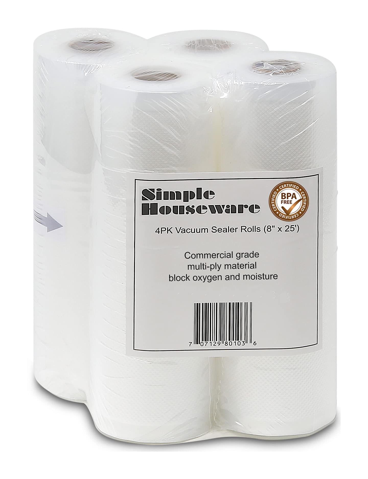 Simple Houseware vacuum sealer bags 8x25 roll durable barrier against freezer burn.