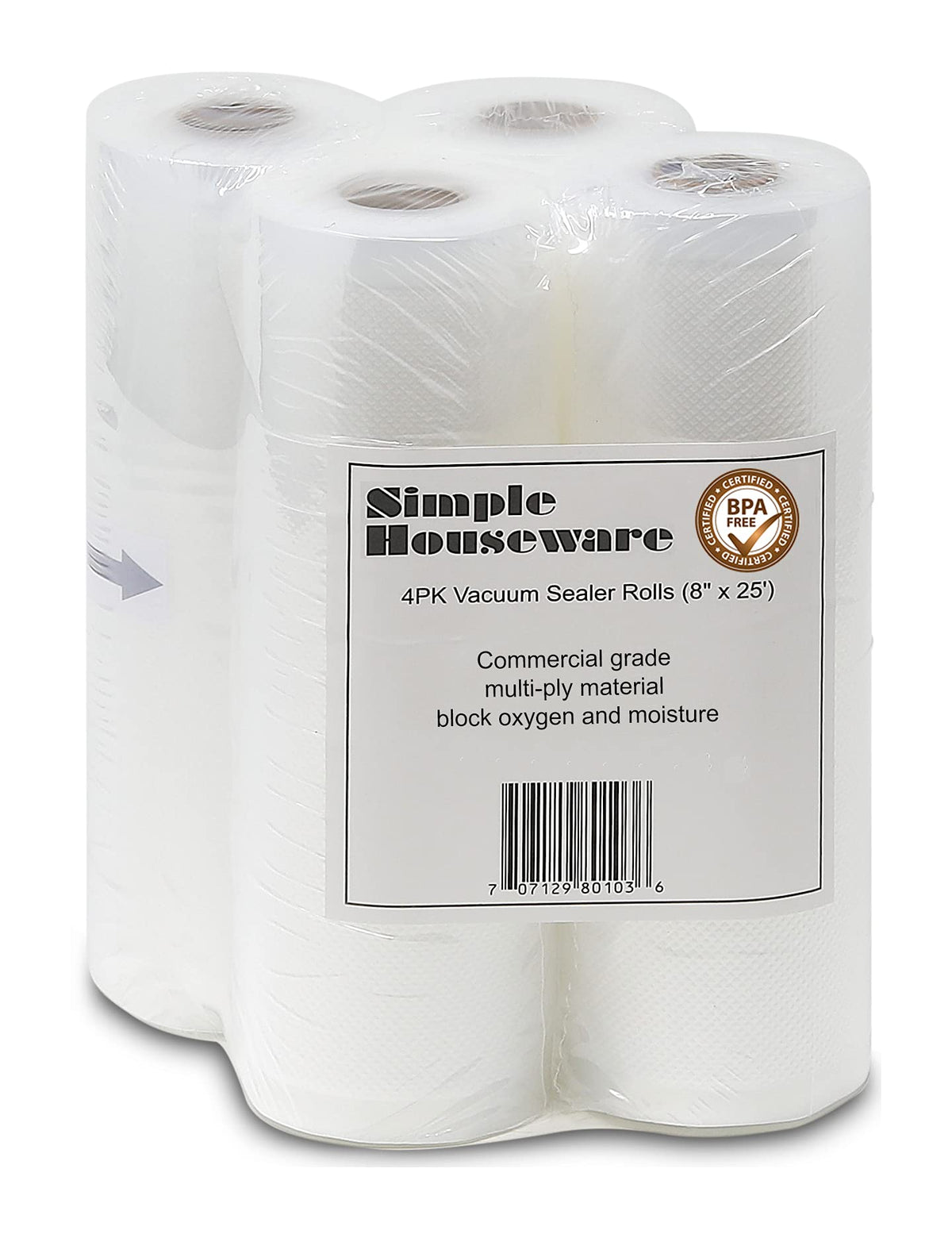 Simple Houseware vacuum sealer bags 8x25 roll durable barrier against freezer burn.