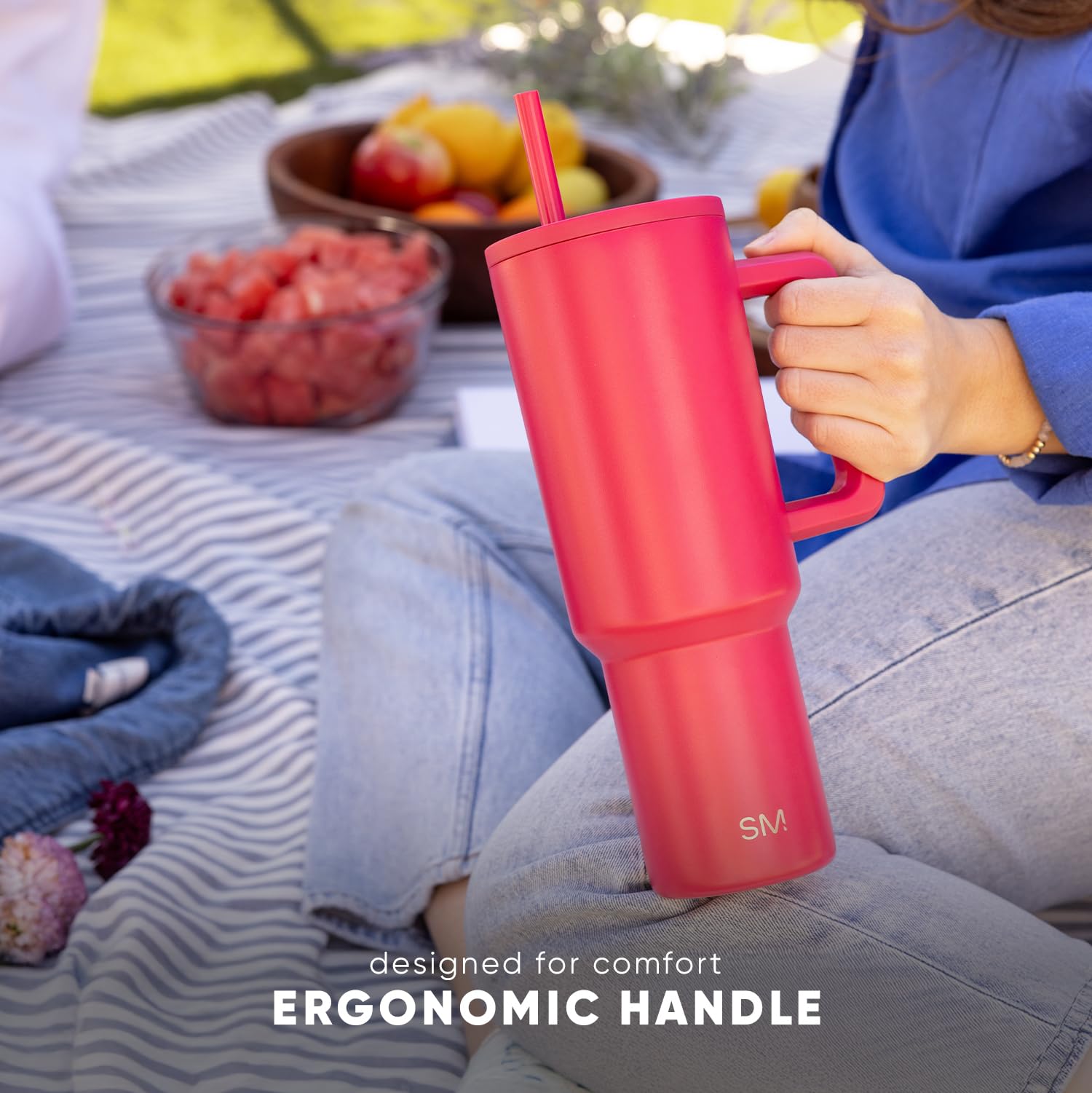 Simple Modern Trek tumbler includes two straws for quick swaps.