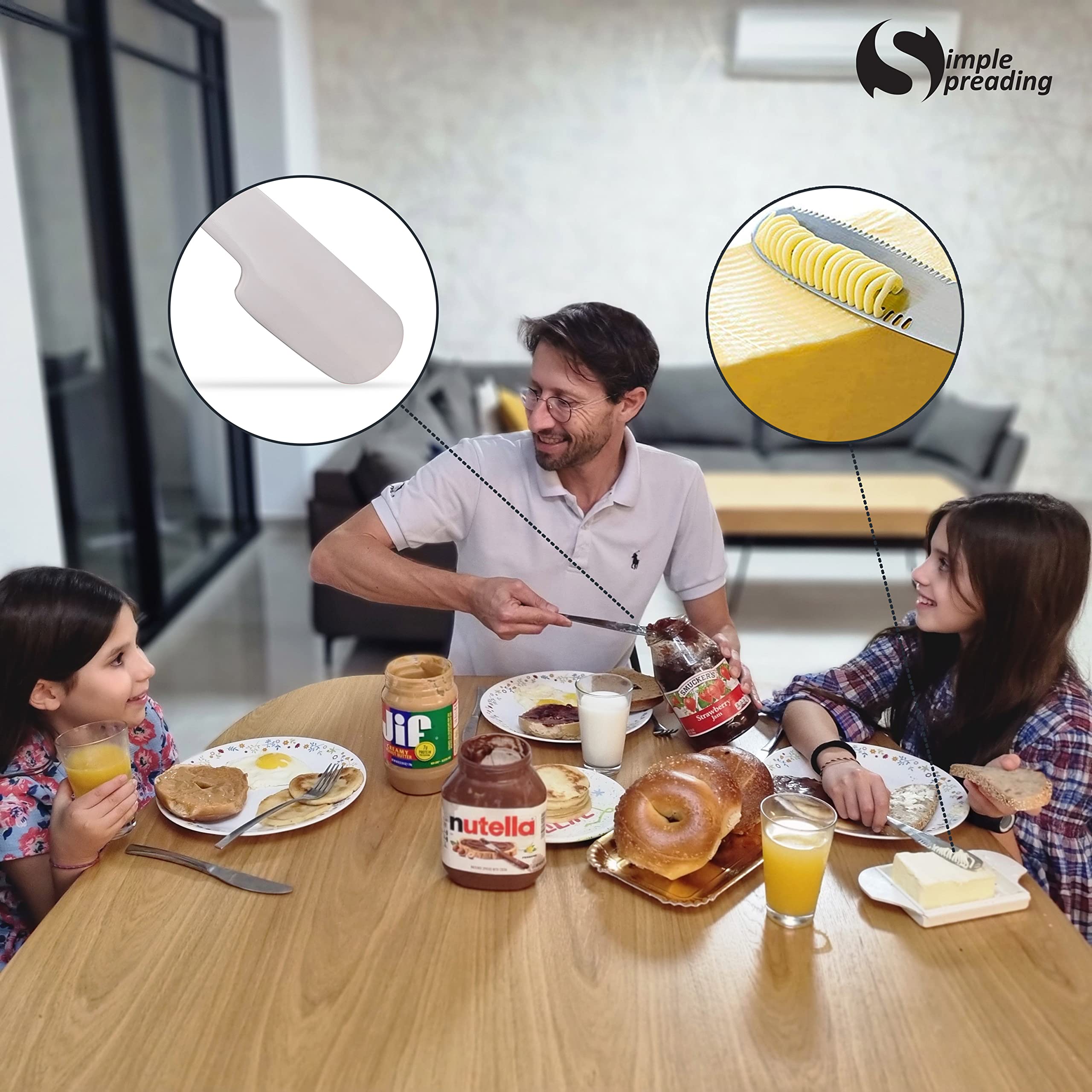 Simple preading spreader knife handling peanut butter with control