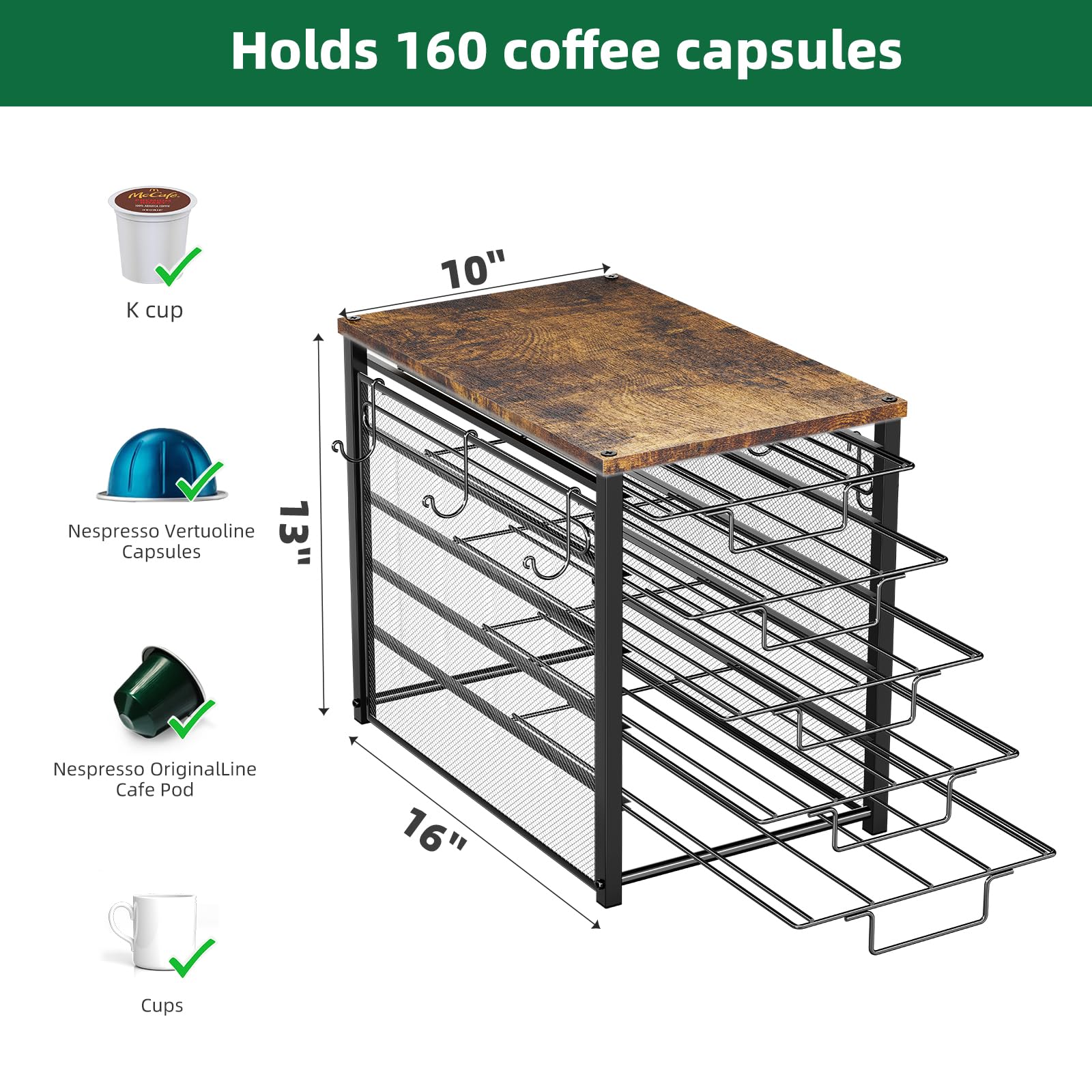 Simple Trending drawer filled with K-Cups showing 160 pod capacity