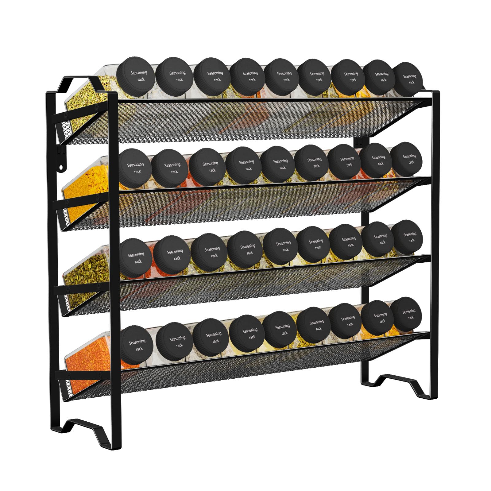 Simple Trending 2-Pack 4-Tier Spice Rack black finish complements modern kitchens