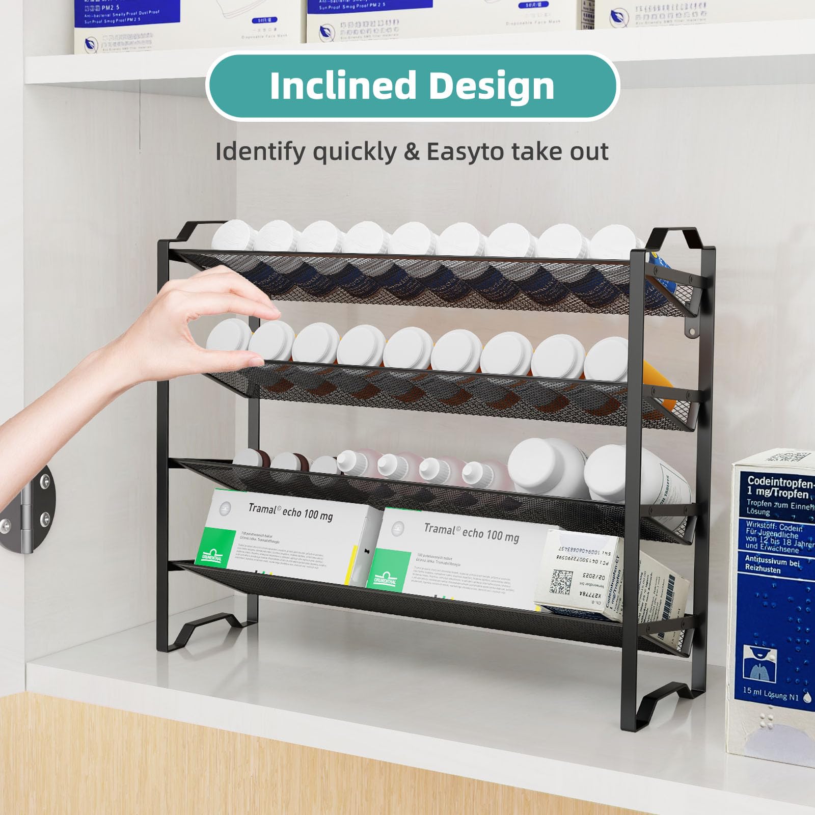 Simple Trending 2-Pack 4-Tier Spice Rack compact dimensions fit cabinets