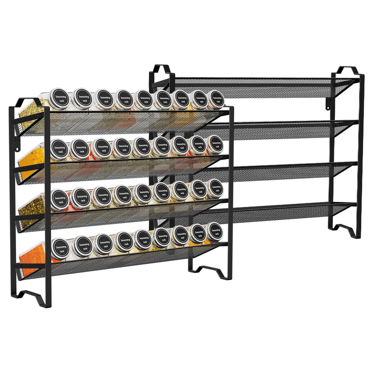 Simple Trending 2-Pack 4-Tier Spice Rack front view highlights tilted shelves for quick access
