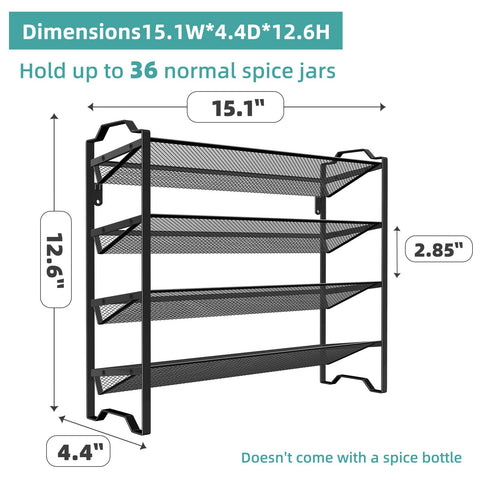 Simple Trending 2-Pack 4-Tier Spice Rack side view demonstrates grid shelves for stability