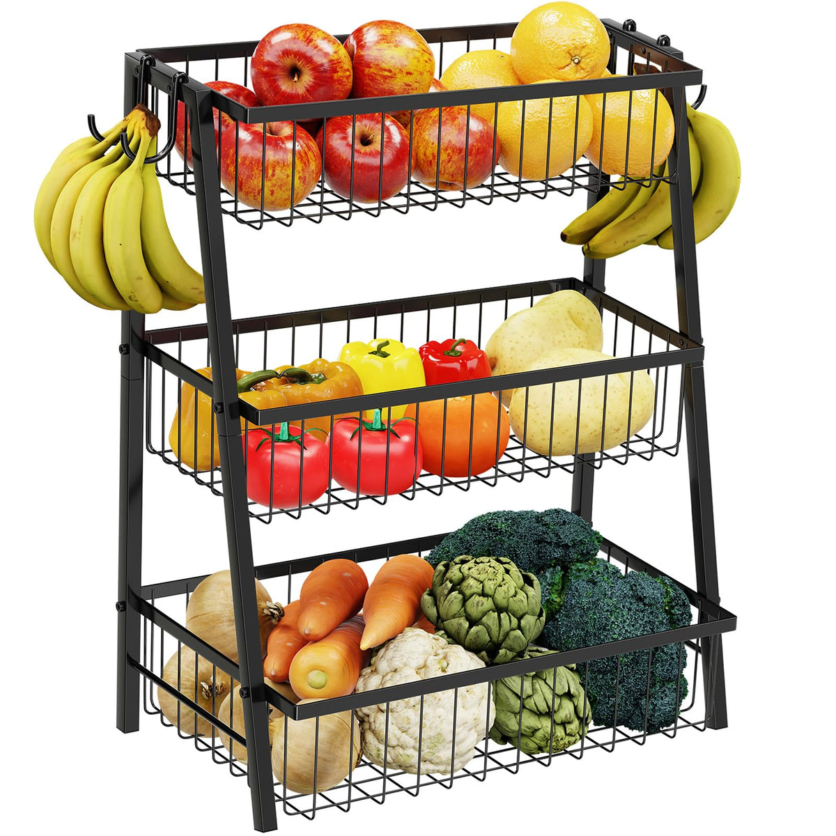 Simple Trending 3-Tier trapezoidal fruit basket top view for easy reach and visibility.