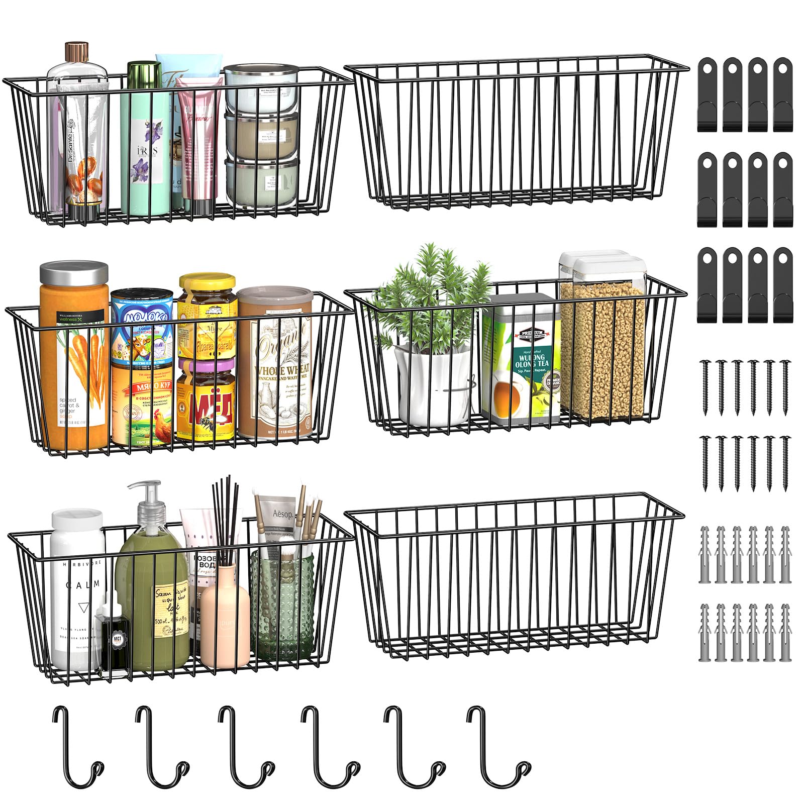 Simple Trending 6-pack wall baskets assembly view for organized storage.
