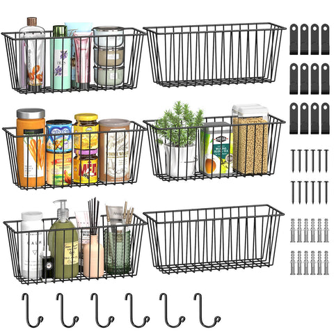 Simple Trending 6-pack wall baskets assembly view for organized storage.