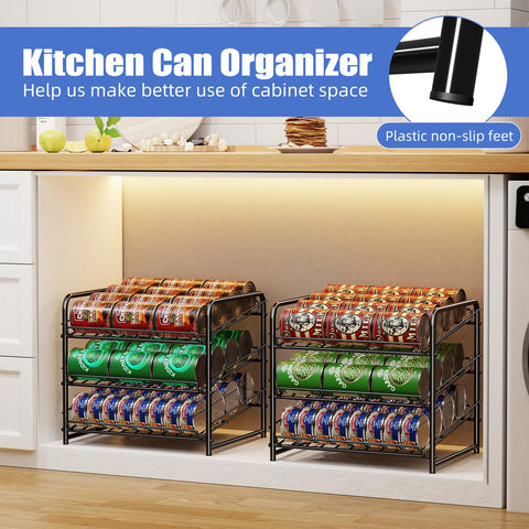 Simple Trending Can Rack Organizer inside cabinet storing up to 36 cans.