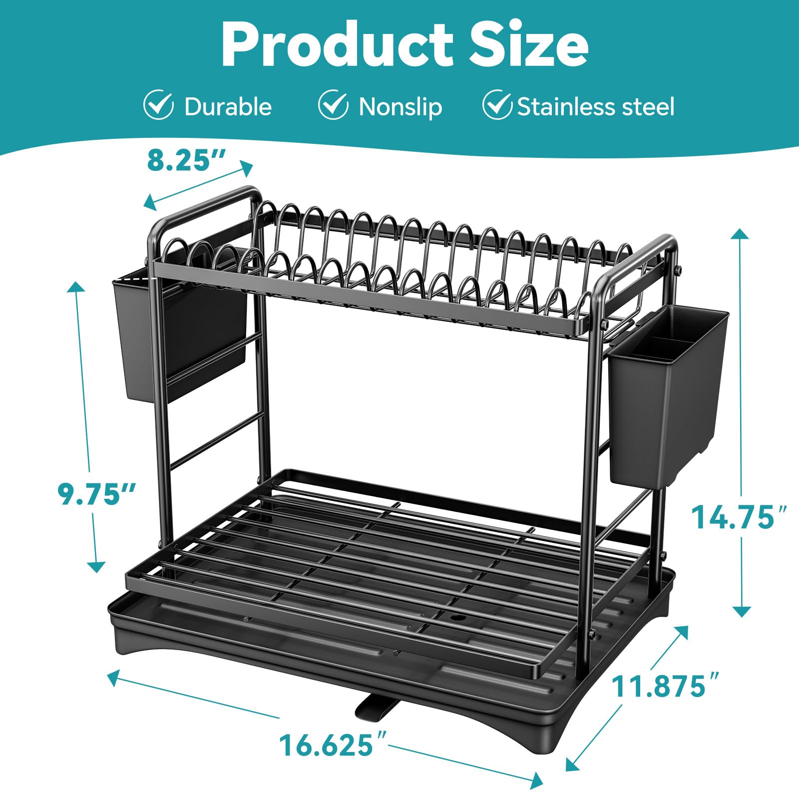 Simple Trending dish drying rack with side cutlery holder for organized utensils drying.