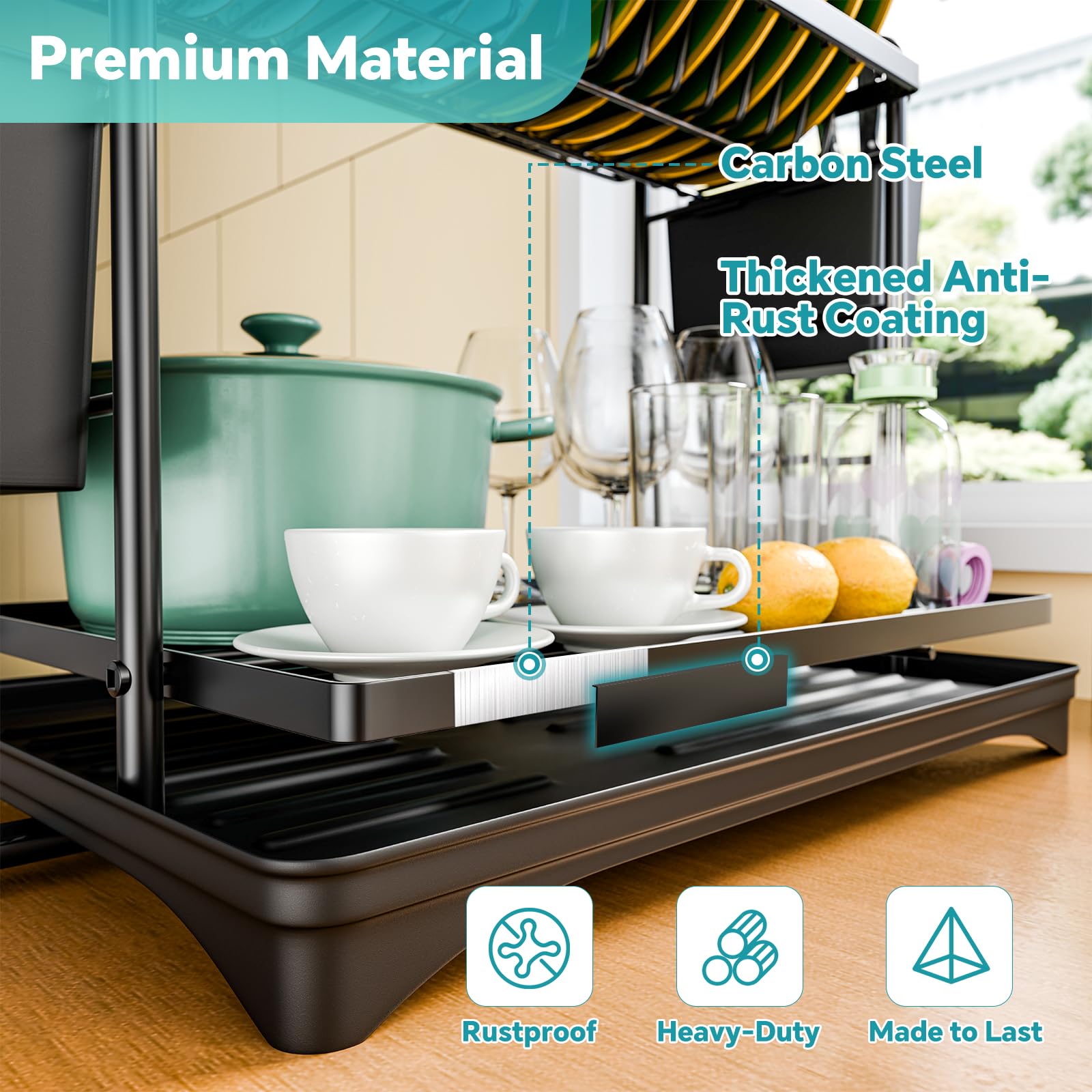 Simple Trending dish drying rack black finish complements modern kitchens.