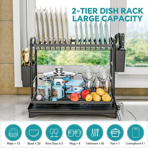 Simple Trending dish drying rack bottom drainage system keeps water away from counters.