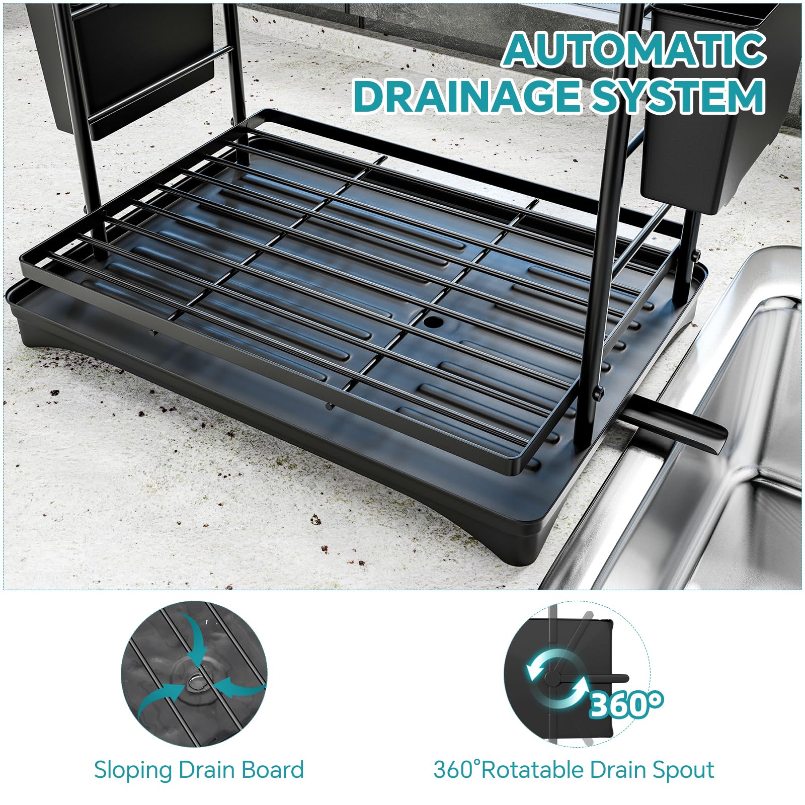 Simple Trending dish drying rack on counter helps organize pots and pans.