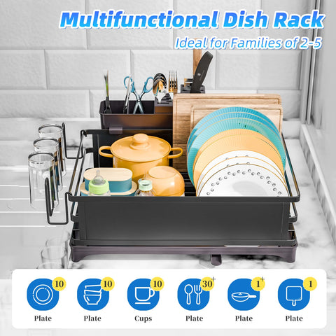 Simple Trending dish rack offers 360° drainage to channel water efficiently.