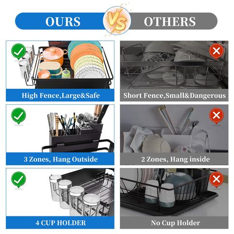 Simple Trending dish rack's steel frame supports heavy pots and pans securely.