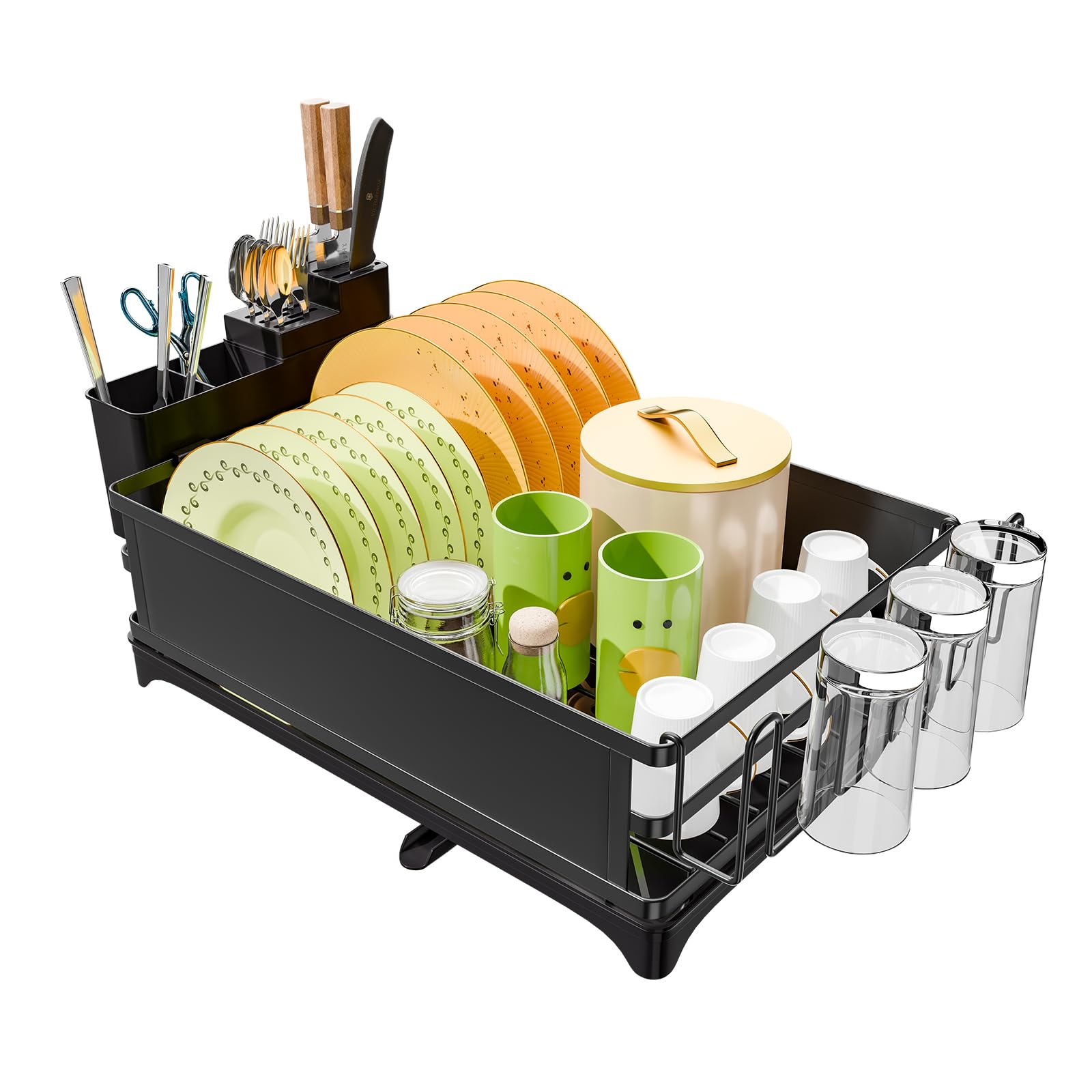 Simple Trending dish rack on counter showing spacious plate capacity for organized drying.
