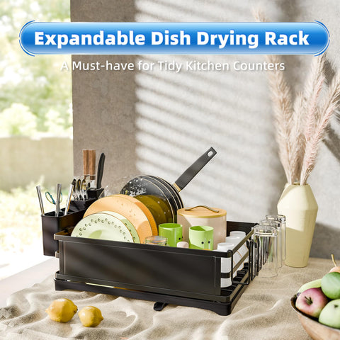 Simple Trending dish rack with integrated cutlery holder for quick utensil drying.