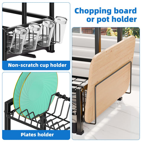 Simple Trending rack with cutting board holder keeps prep area organized