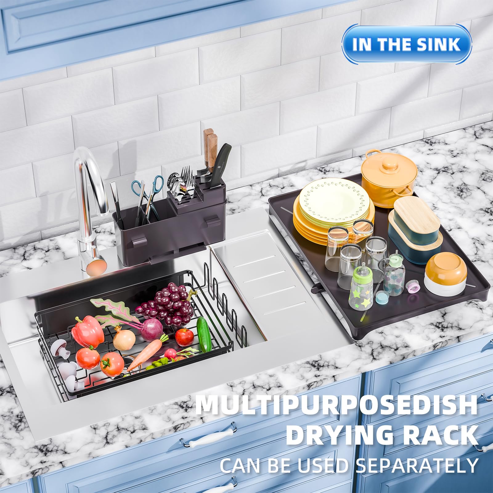 Simple Trending dish rack features an upgraded drip tray for clean water drainage.