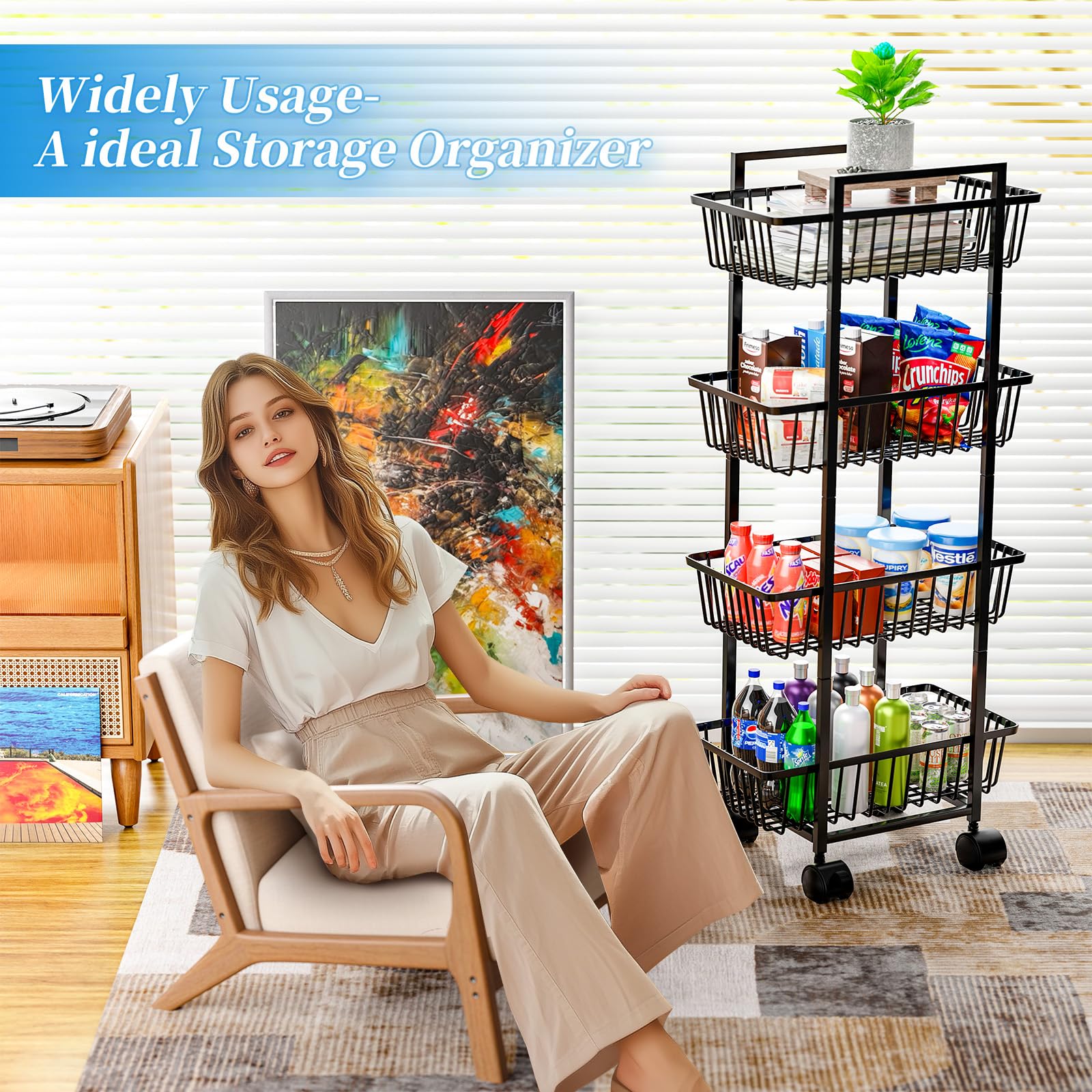 Simple Trending cart wheels with lock demonstrate easy mobility for the kitchen.