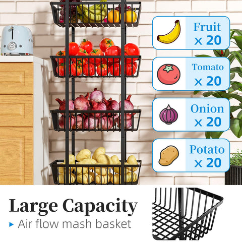 Simple Trending metal wire construction provides a durable kitchen storage frame.