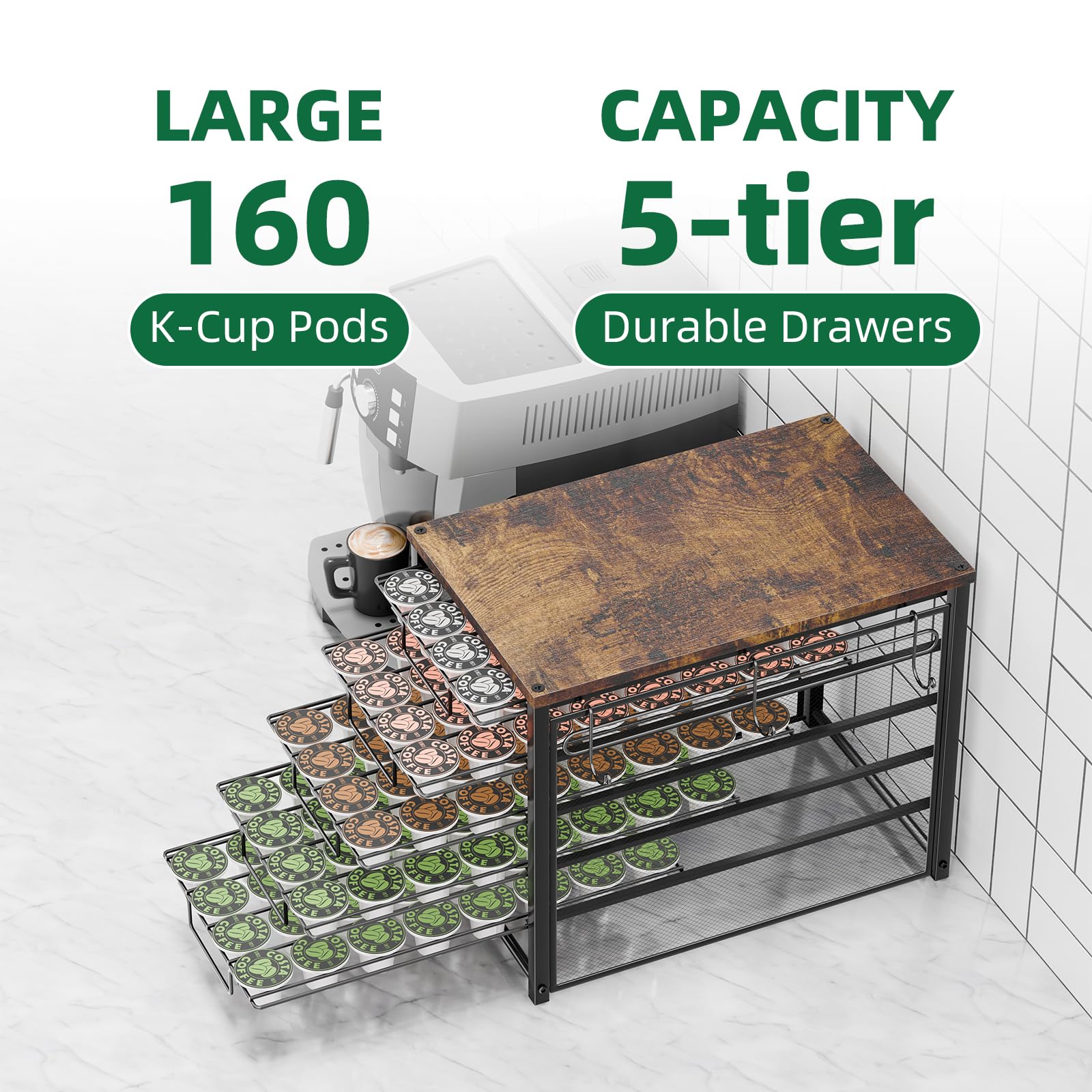 Simple Trending mug hooks accommodate up to six cups for organization
