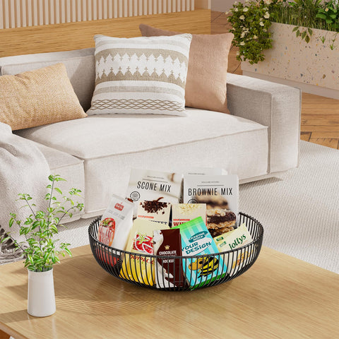 Simple Trending fruit basket on kitchen counter for organized fruit and snacks