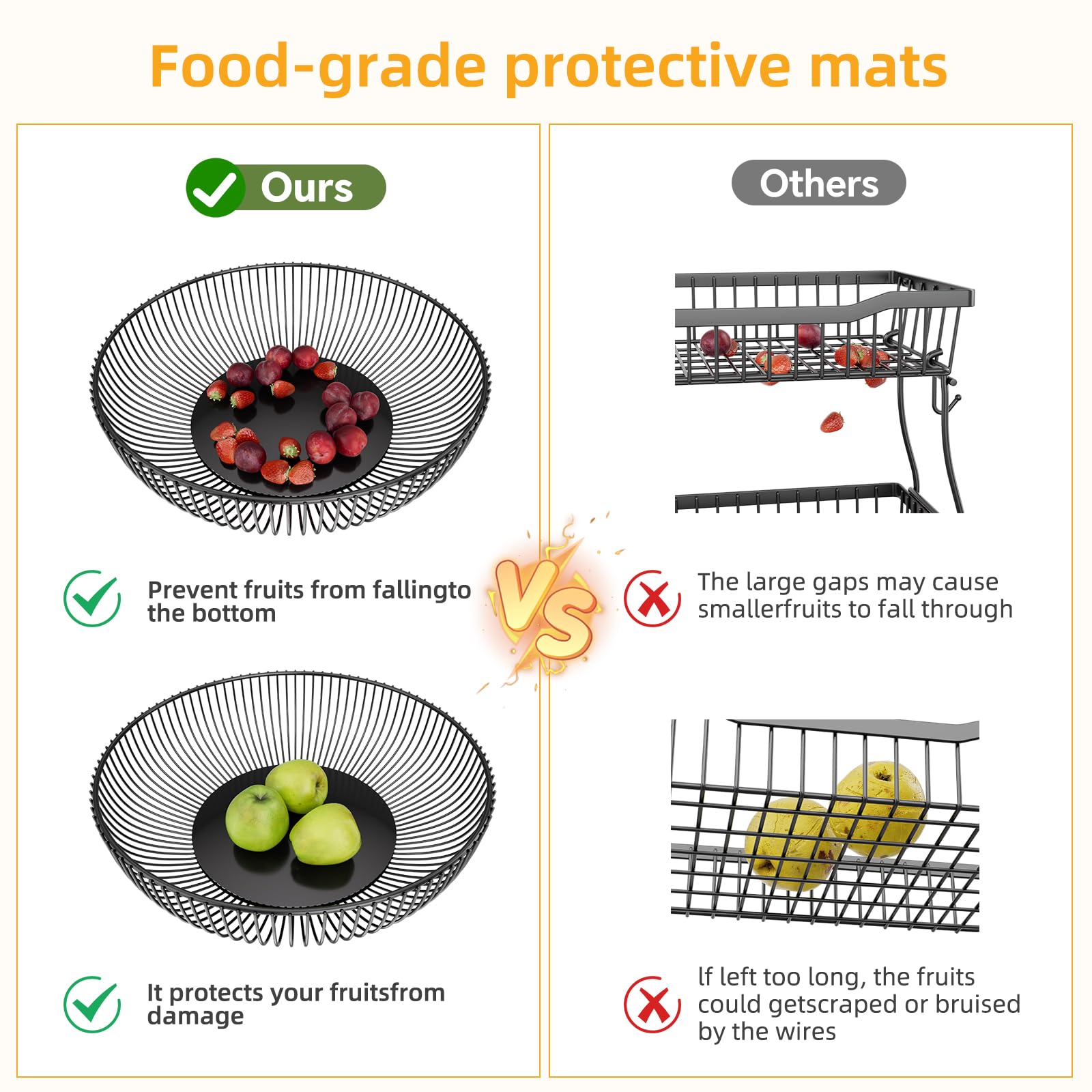 Simple Trending fruit basket ventilated design promotes air circulation and freshness