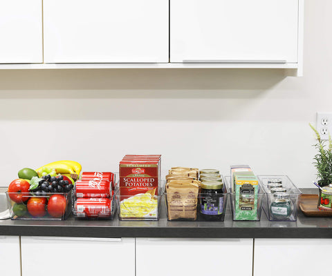 Simple Houseware easy-grab bin with clear walls streamlines daily fridge organization