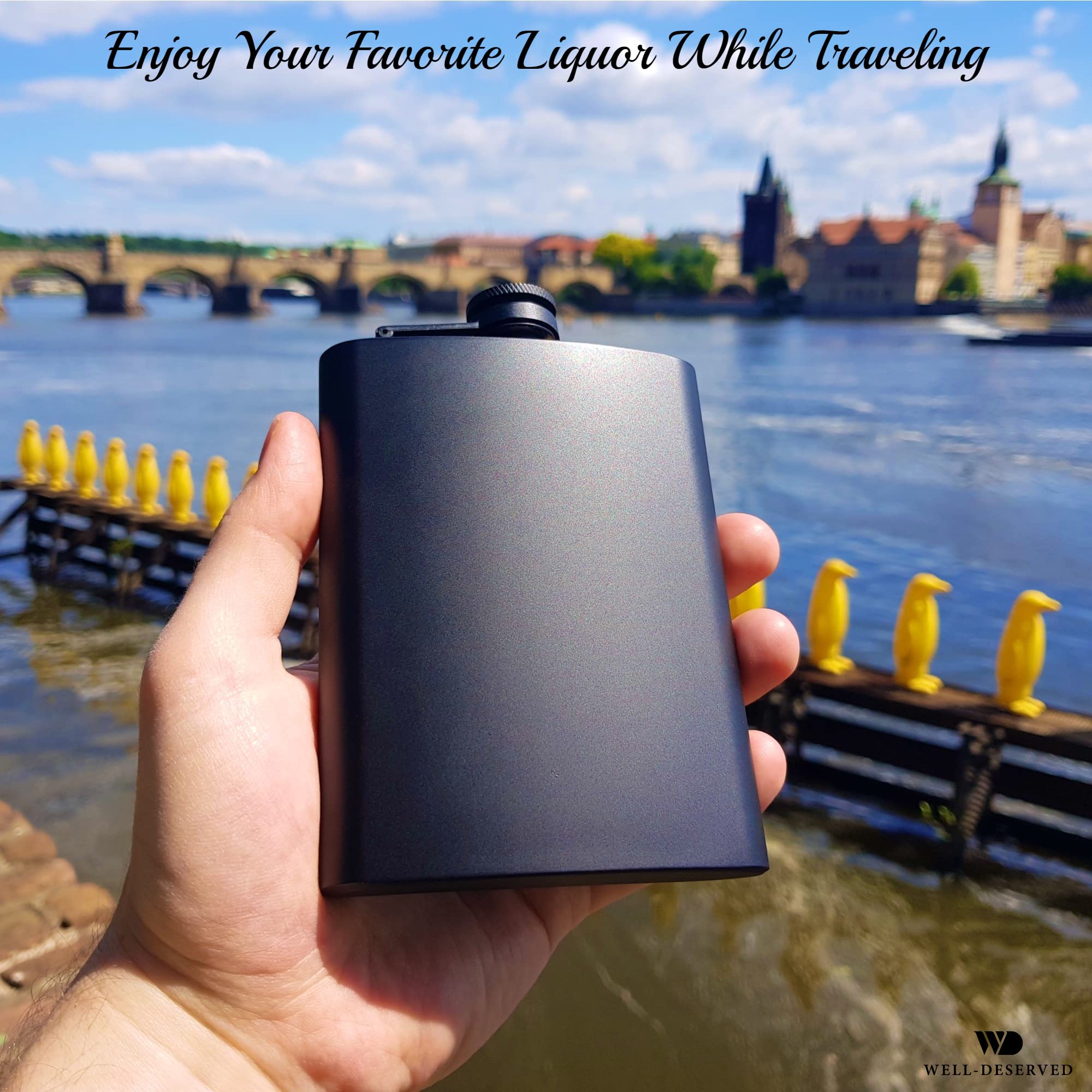 Simpler Life flask with funnel for neat, spill-free refills