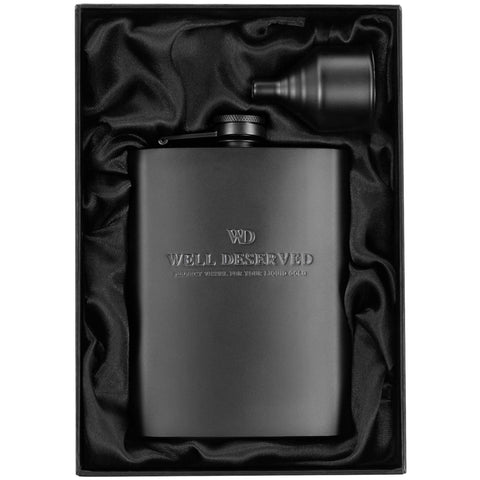 Simpler Life matte black flask 8 oz, compact for travel and on-the-go use
