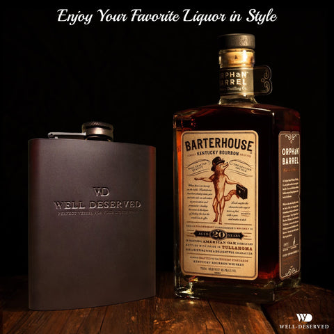 Simpler Life travel-ready 8 oz hip flask fits in a bag