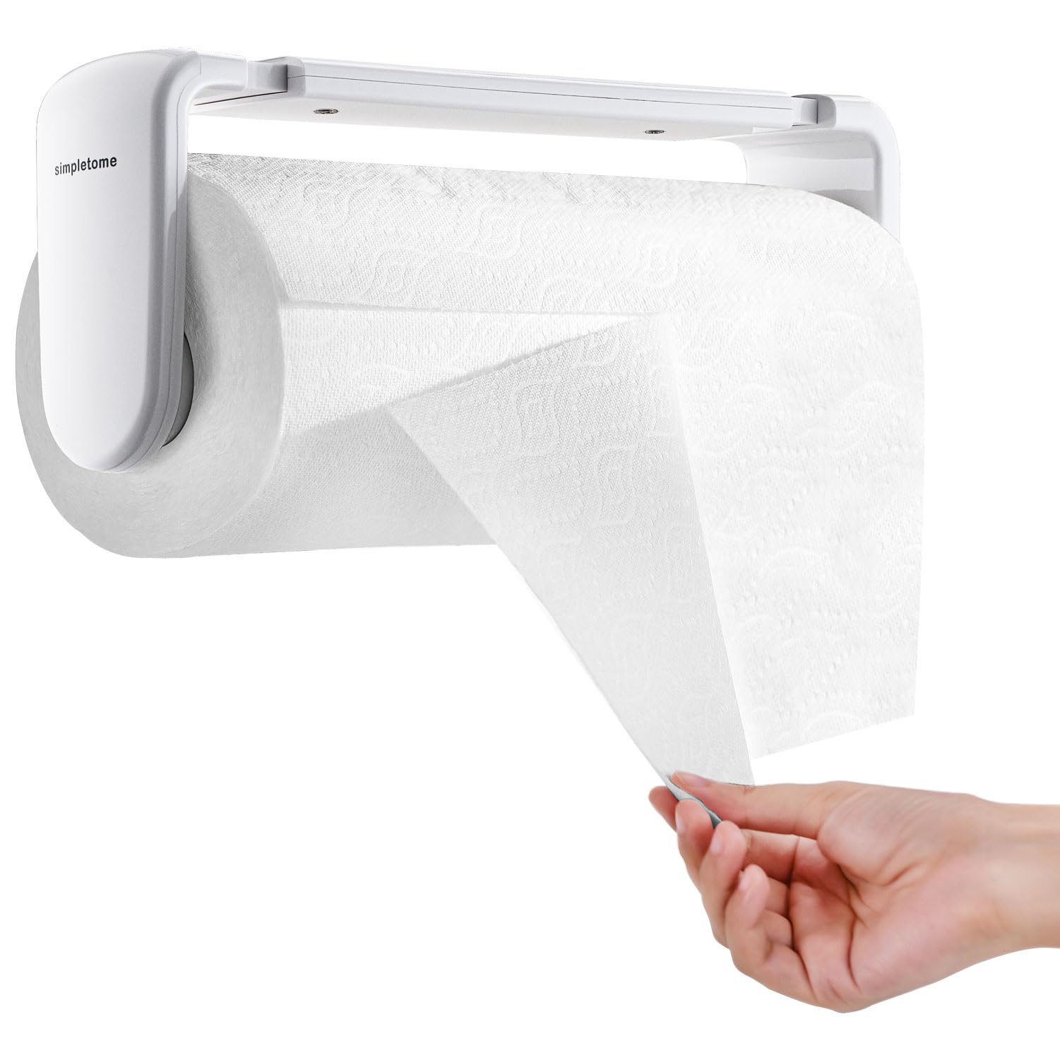 Simpletome one-hand tear white front view for quick, clean kitchen tears