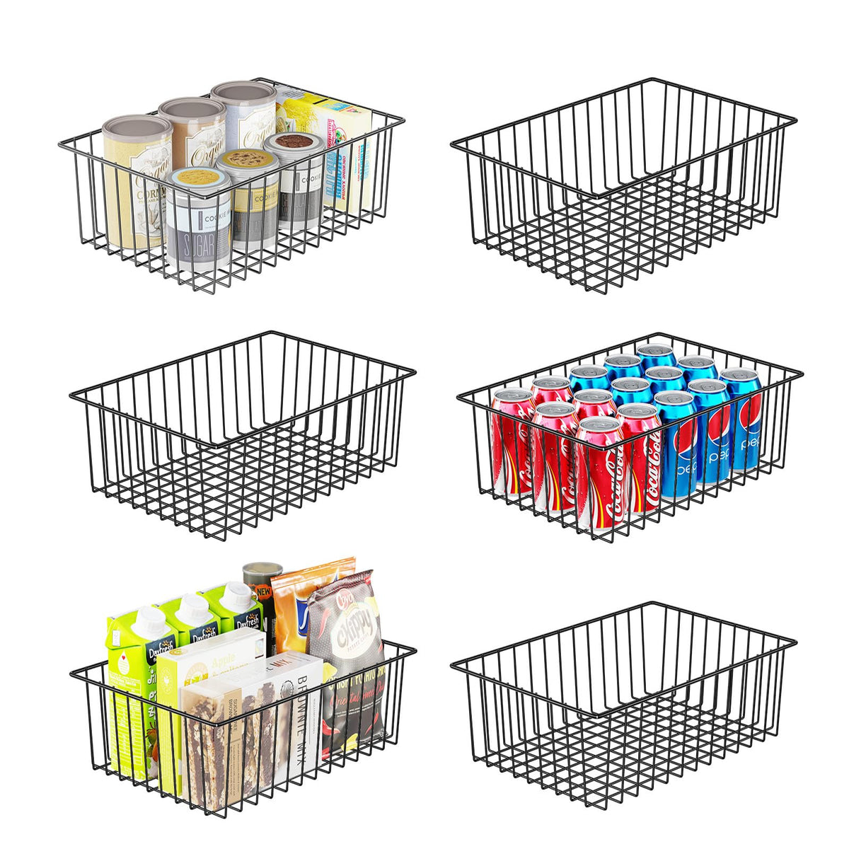 Simple Trending 6-pack large wire baskets front view for easy access and organization.