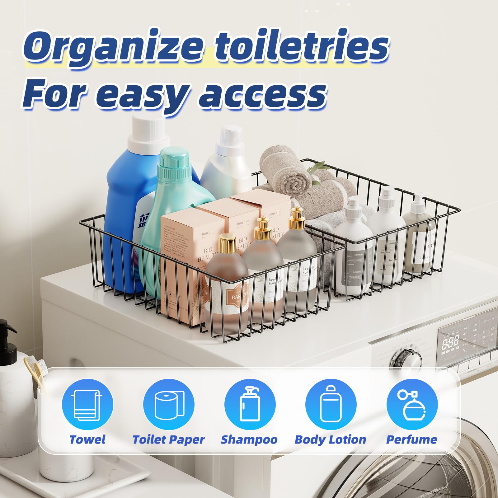 Simple Trending kitchen black wire baskets ideal for pantry organization.