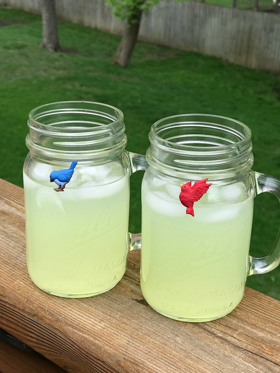 Simply Charmed bird watcher themed charms add personality to outdoor drinks