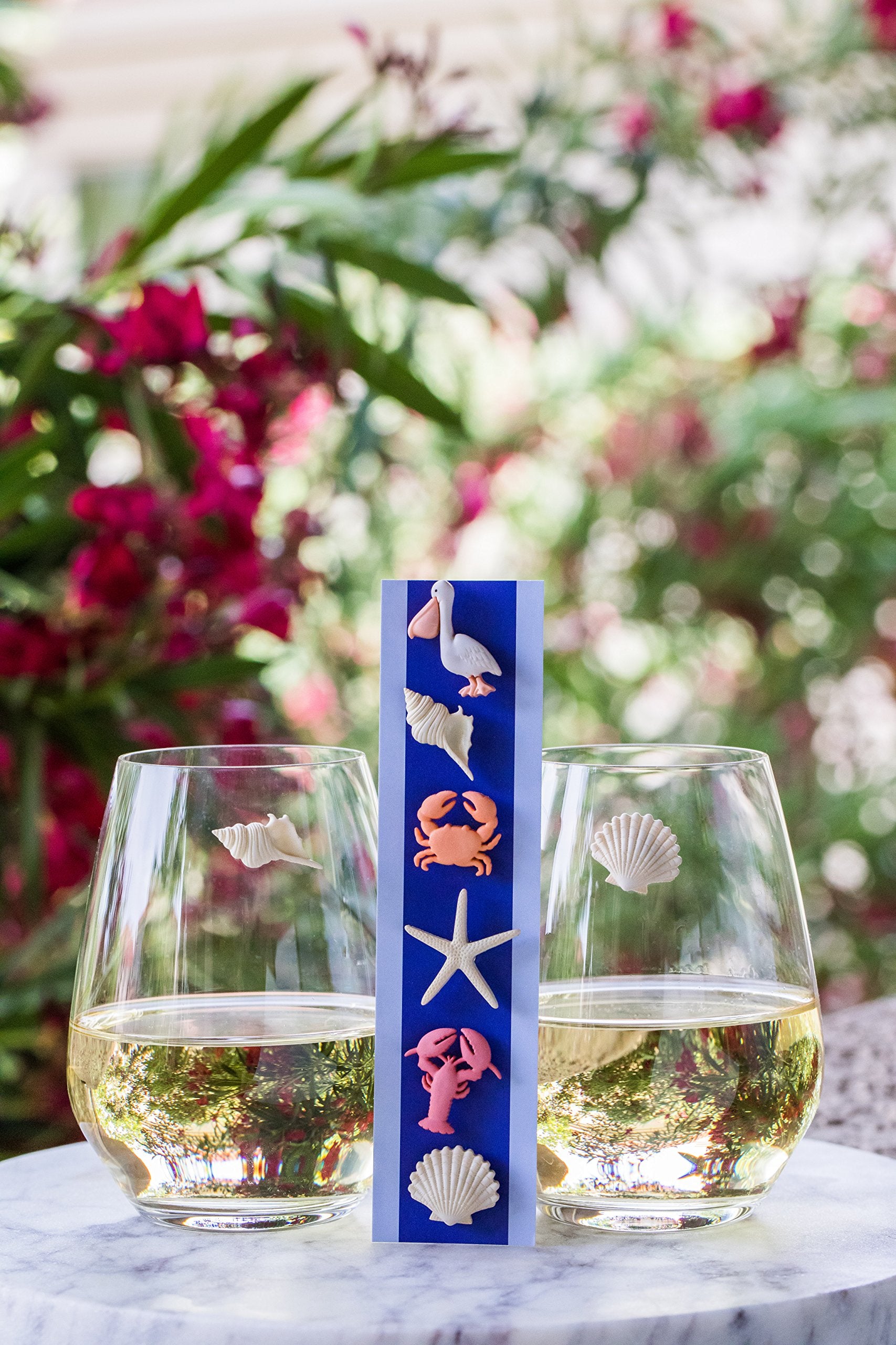 Simply Charmed glass markers magnetic coastal theme help identify drinks at beach gatherings