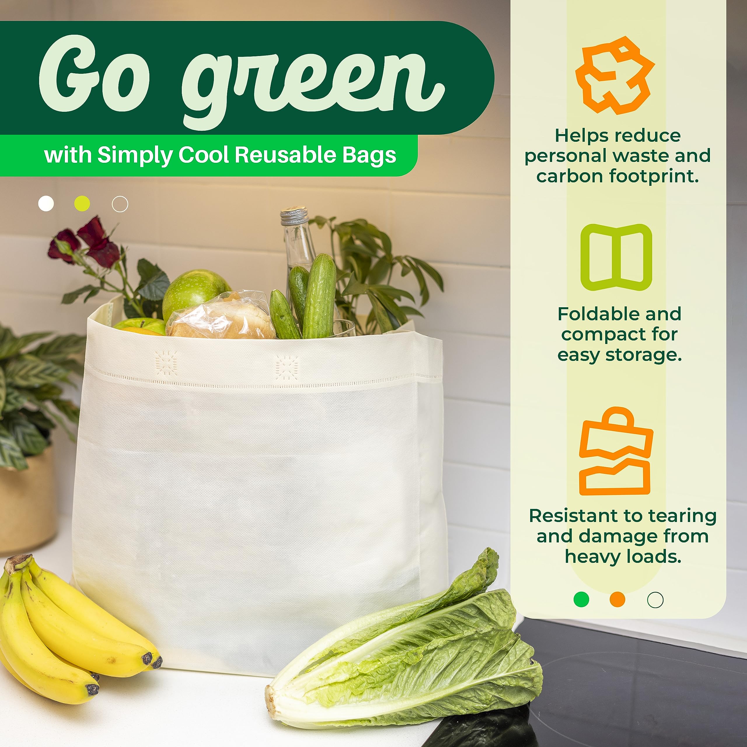 Simply Cool bulk pack of 50 cream bags for versatile shopping