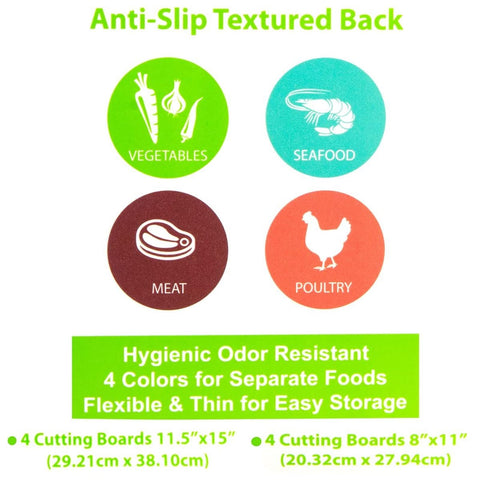 Simply Genius color-coded boards for meats prevent cross-contamination during cooking.