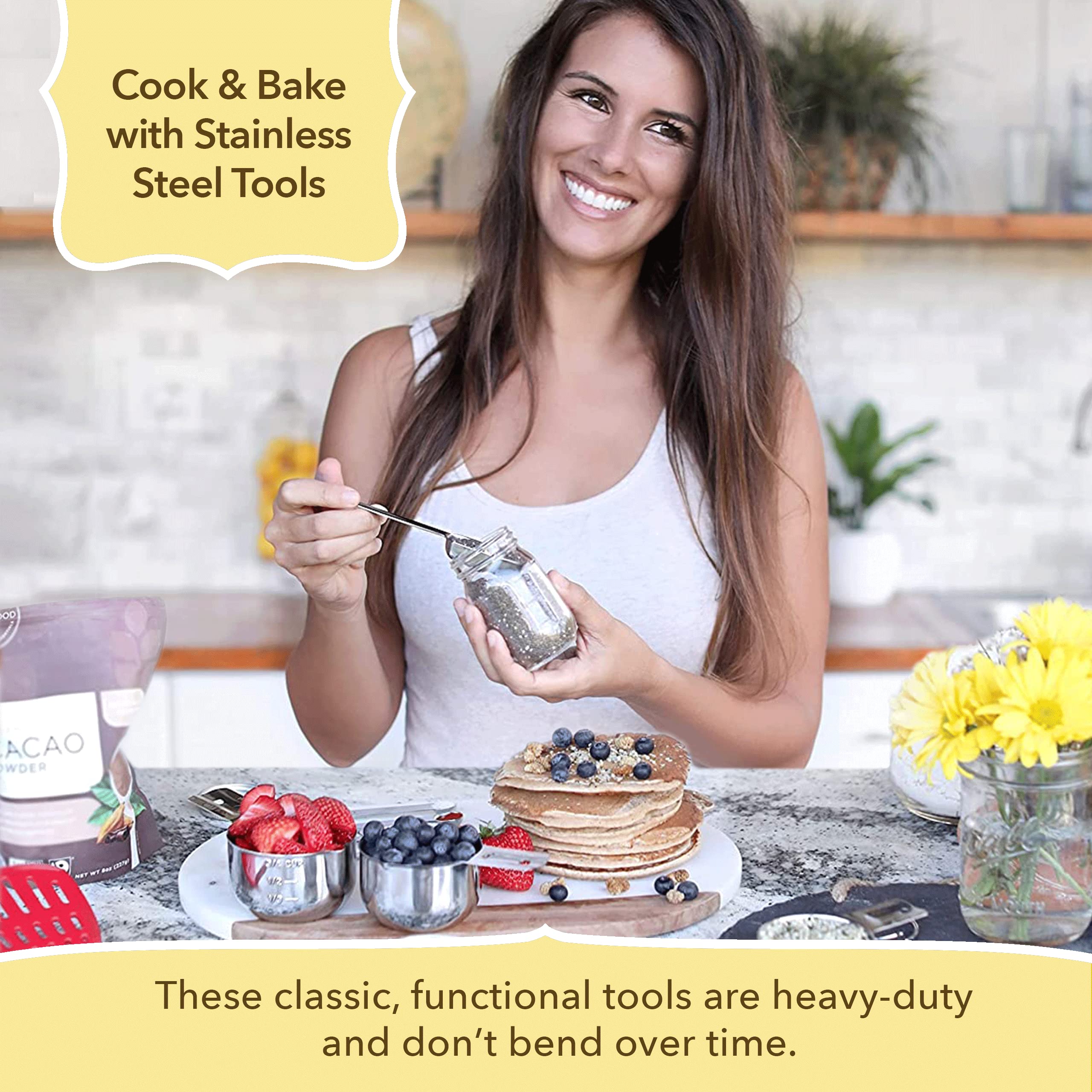 Long-handle spoons from Simply Gourmet reach into jars without spills.
