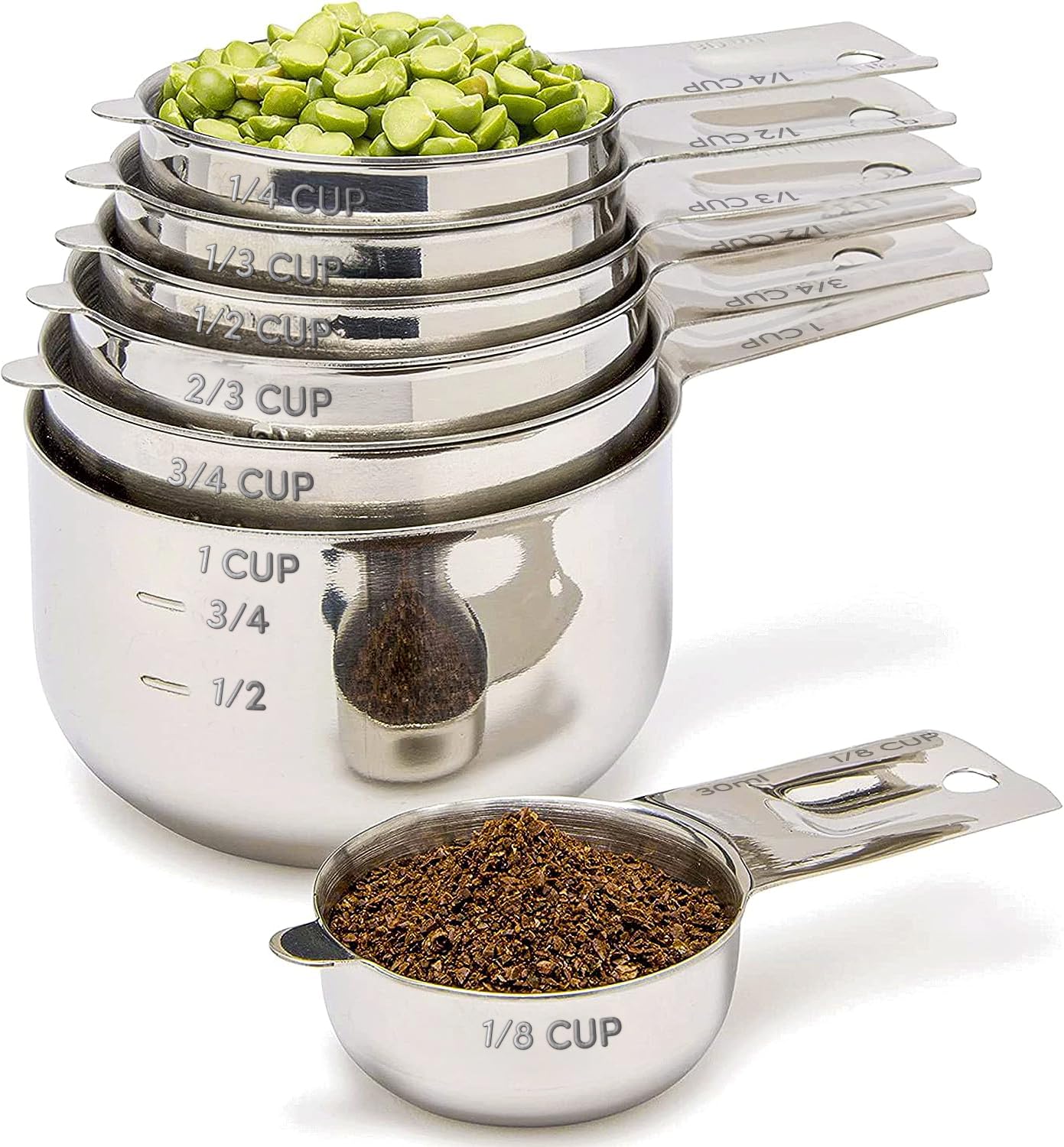 Simply Gourmet 7-piece measuring cups stack neatly for organized storage.