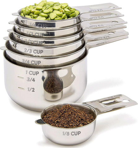 Simply Gourmet 7-piece measuring cups stack neatly for organized storage.