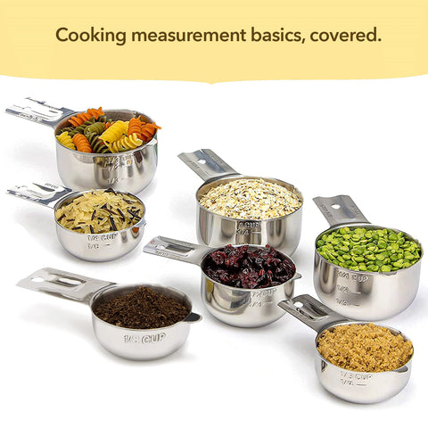 Simply Gourmet measuring cups cover common sizes from 1/8 to 1 cup for versatility.
